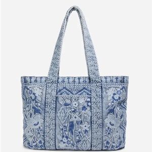 Johnny Was denim Emerson Zipper Tote with floral embroidery - EUC
